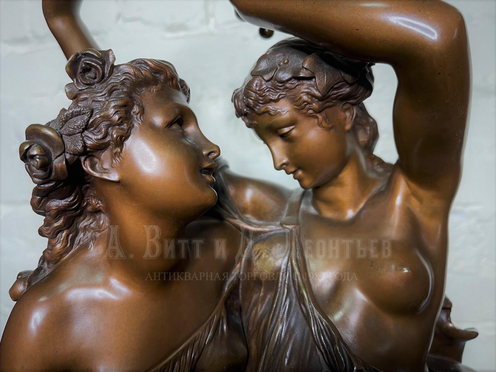 Вакханки с тамбурином бронза Carrier Belleuse скульптура антикварная